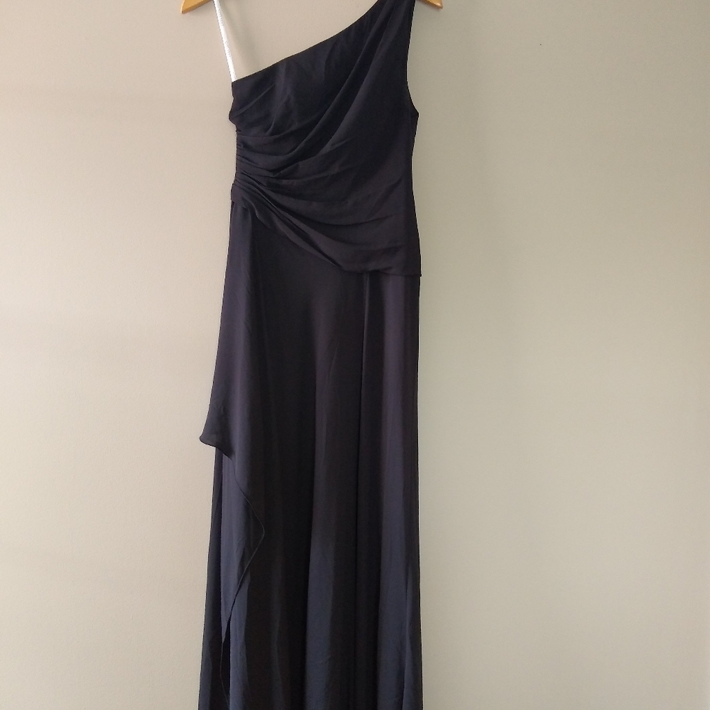 Black David's Bridal Gown One Shoulder Size 2